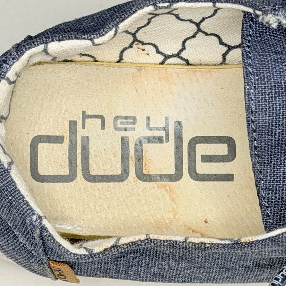 Hey Dude Wendy Youth Sparkling Denim Blue Loafers Shoes Sz K13 Slip On Washable